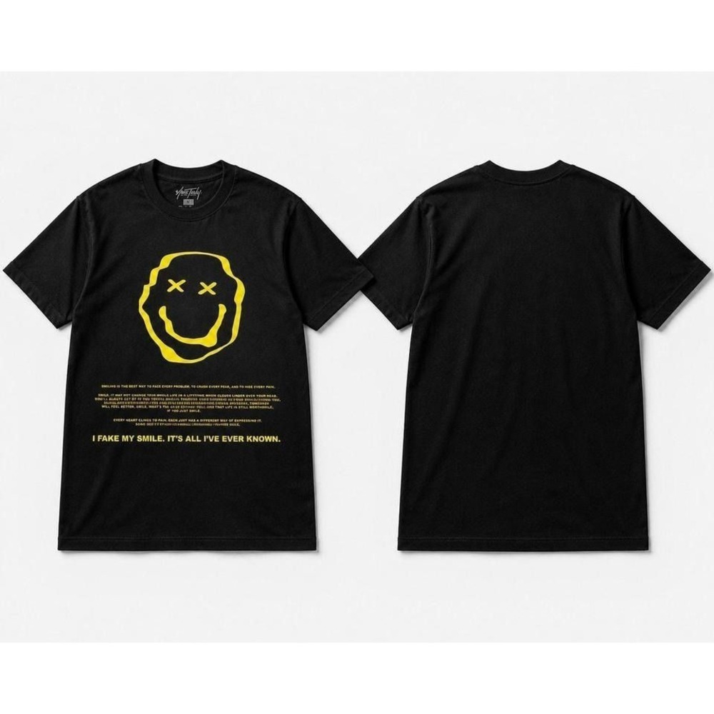Phora Yours Truly Black Smiley Face Graphic T Shirt